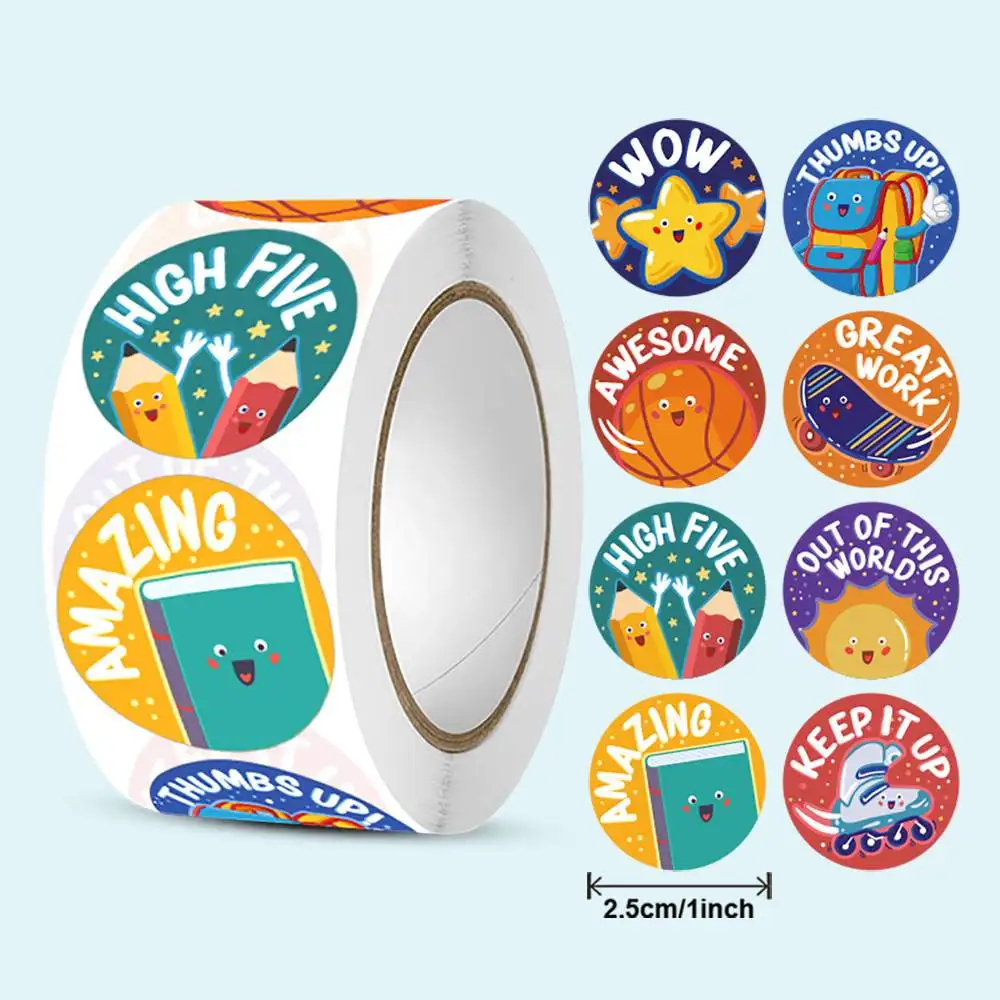 100-500Pcs Round Animal Stickers,16 Designs Animal Cartoon Teacher Reward Stickers for Kids, Party Decor Sticker for School Home