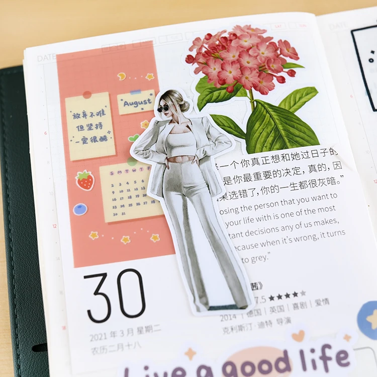21pcs Hand Account Sticker European Girl Cute Character Decoration Material Ins Wind Translucent Mobile Phone Tool Stationery