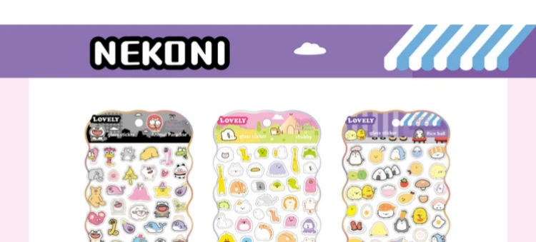 Korean Import NEKONI Lovely Rice Ball Pets Laser Glass Stickers Scrapbooking Diy Journal Sticker Stationery Decor School Gift