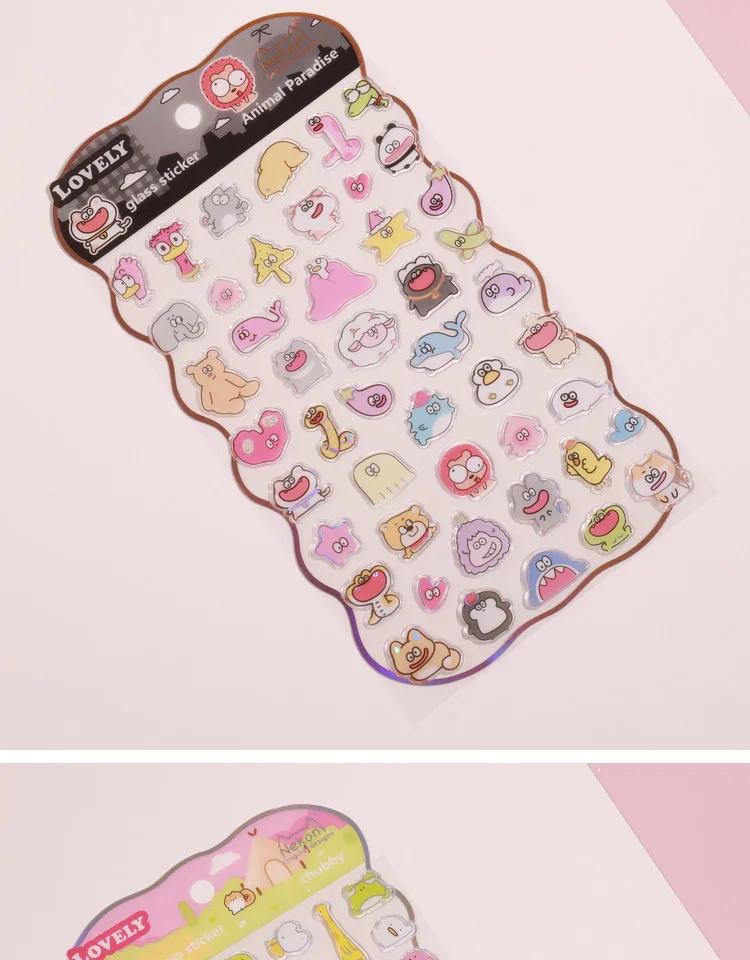 Korean Import NEKONI Lovely Rice Ball Pets Laser Glass Stickers Scrapbooking Diy Journal Sticker Stationery Decor School Gift