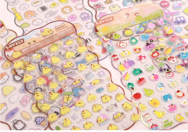 Korean Import NEKONI Lovely Rice Ball Pets Laser Glass Stickers Scrapbooking Diy Journal Sticker Stationery Decor School Gift