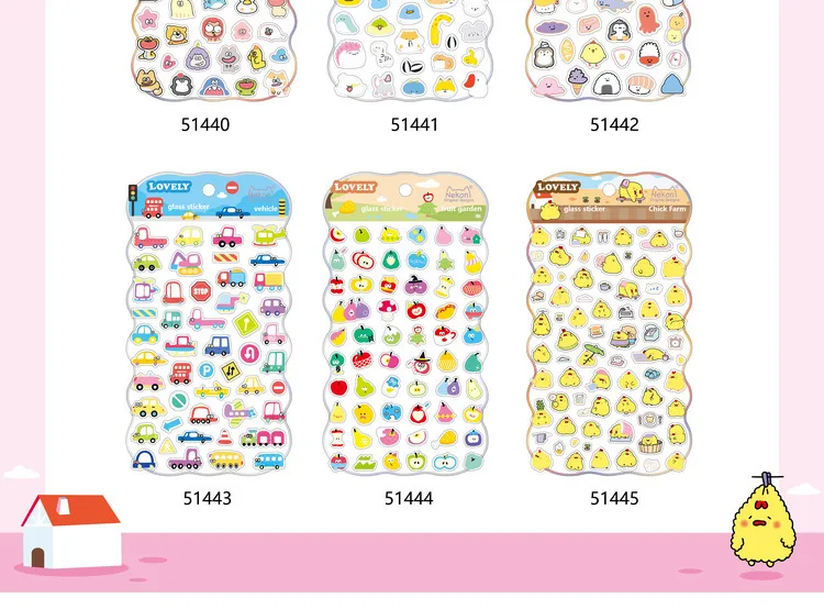 Korean Import NEKONI Lovely Rice Ball Pets Laser Glass Stickers Scrapbooking Diy Journal Sticker Stationery Decor School Gift