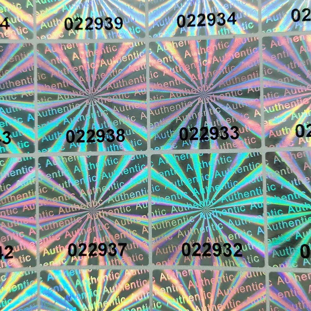 Hologram Warranty Sticker, Sealed Tamper-Proof Holographic Label, Black Serial Number, Customized Logo, 500pcs 30mmx30mm
