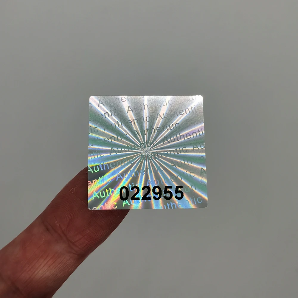 Hologram Warranty Sticker, Sealed Tamper-Proof Holographic Label, Black Serial Number, Customized Logo, 500pcs 30mmx30mm