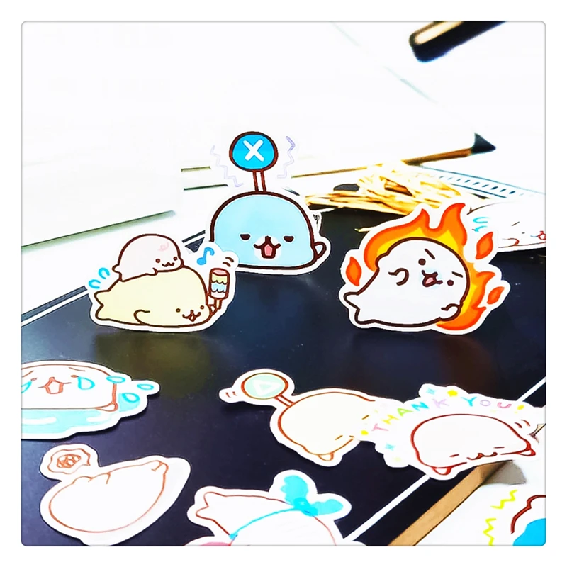40pcs Cute Cartoon Dolphin Stickers Album Scrapbook Waterproof Decoration DIY Handmade Gift Scrapbooking