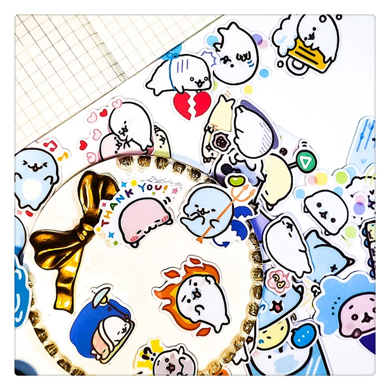 40pcs Cute Cartoon Dolphin Stickers Album Scrapbook Waterproof Decoration DIY Handmade Gift Scrapbooking
