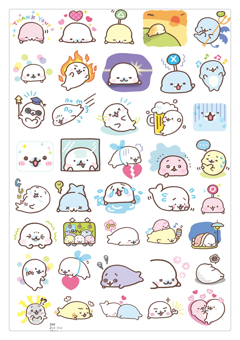 40pcs Cute Cartoon Dolphin Stickers Album Scrapbook Waterproof Decoration DIY Handmade Gift Scrapbooking