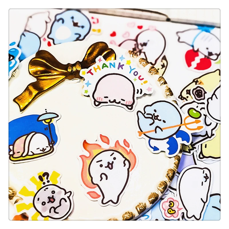 40pcs Cute Cartoon Dolphin Stickers Album Scrapbook Waterproof Decoration DIY Handmade Gift Scrapbooking