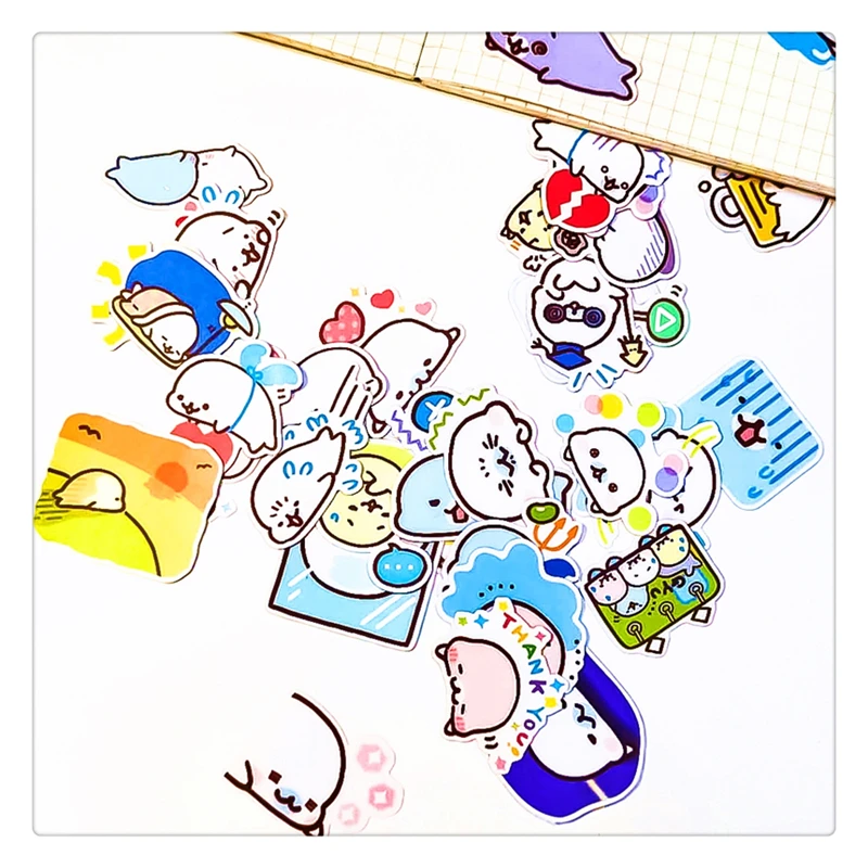 40pcs Cute Cartoon Dolphin Stickers Album Scrapbook Waterproof Decoration DIY Handmade Gift Scrapbooking