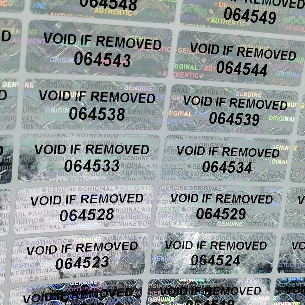 Hologram Warranty Void Sticker, Tamper Proof Sealing Label, Serial Number Logo Can Be Customized, 1000pcs 30mmx10mm