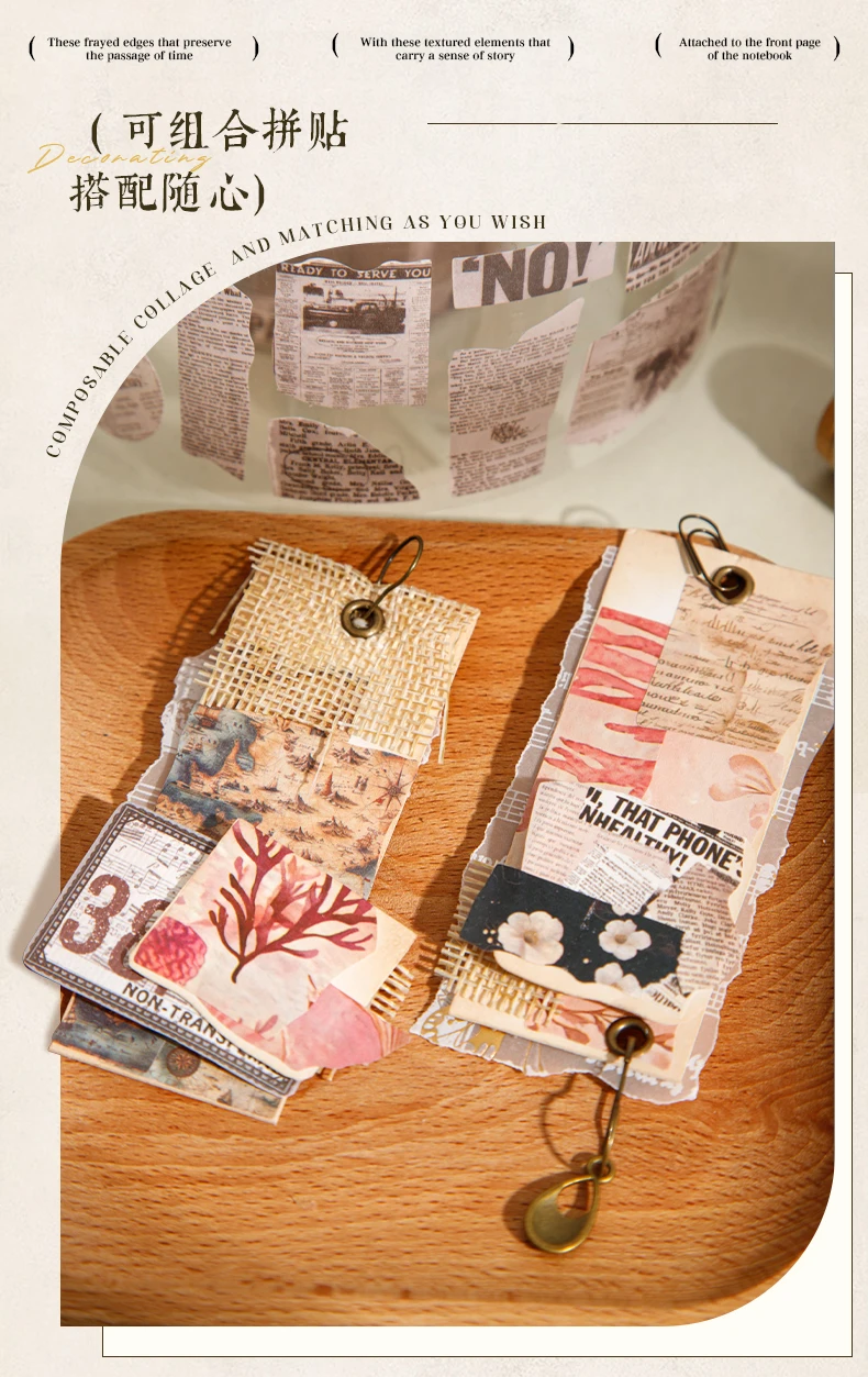 Journal GO 5x200cm Vintage Butterflies Flower Tape Stickers Handmade Fragment Scrapbooking Collage Junk Journal DIY Masking Tape