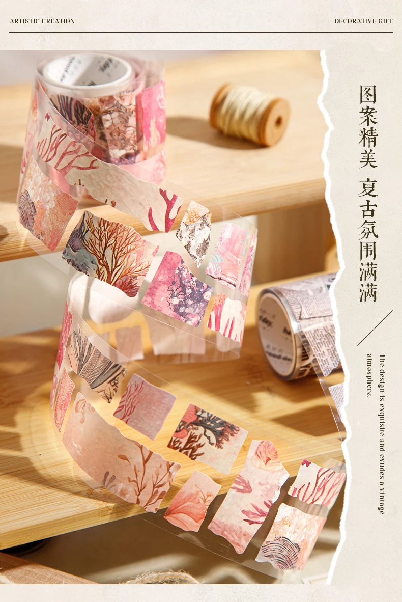 Journal GO 5x200cm Vintage Butterflies Flower Tape Stickers Handmade Fragment Scrapbooking Collage Junk Journal DIY Masking Tape