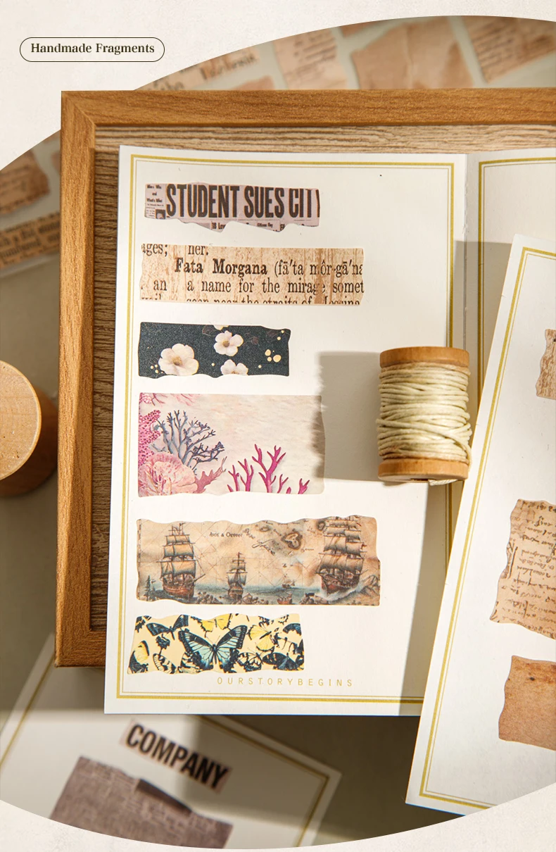 Journal GO 5x200cm Vintage Butterflies Flower Tape Stickers Handmade Fragment Scrapbooking Collage Junk Journal DIY Masking Tape