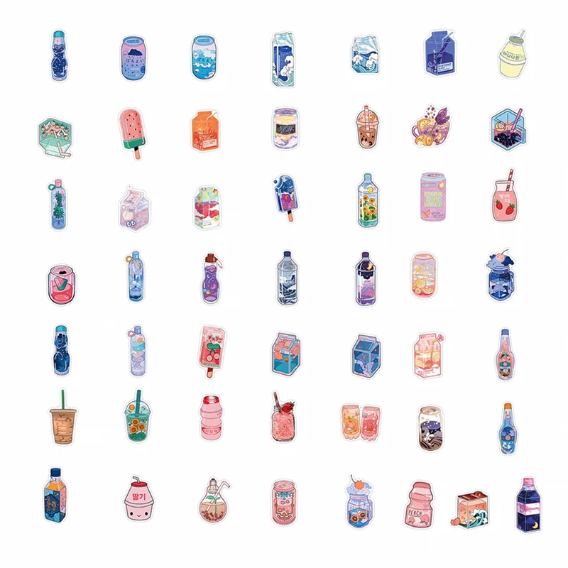 10/30/50PCS Japan Dink Sticker Aesthetic Sketchbook for Kids PVC Decoration Scrapbooking School Stationery Supplies