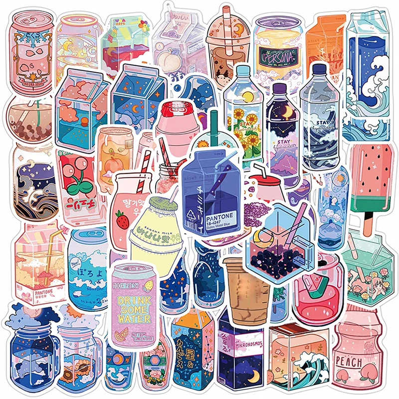 10/30/50PCS Japan Dink Sticker Aesthetic Sketchbook for Kids PVC Decoration Scrapbooking School Stationery Supplies