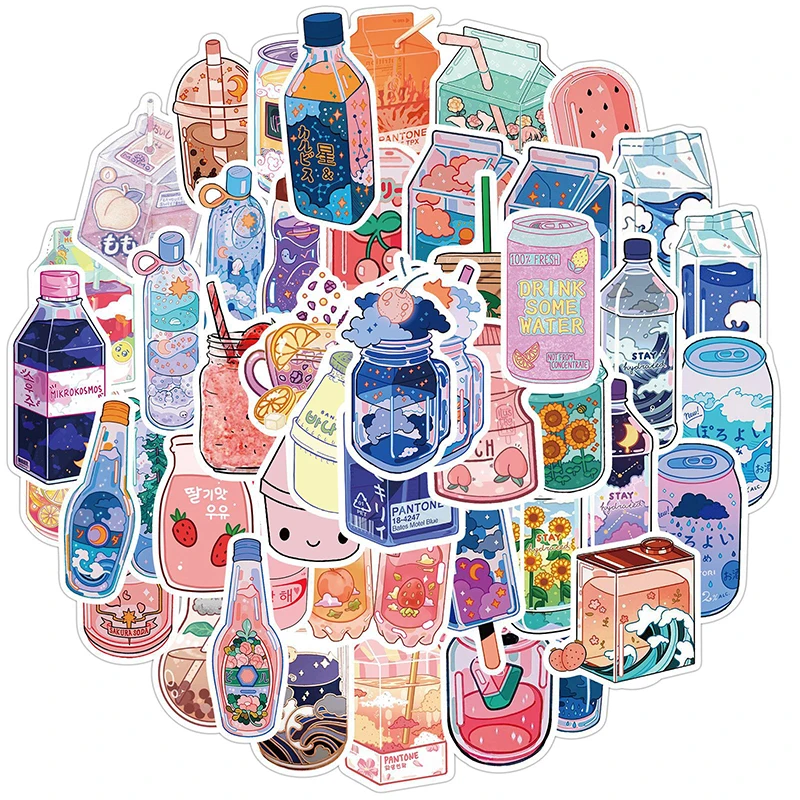 10/30/50PCS Japan Dink Sticker Aesthetic Sketchbook for Kids PVC Decoration Scrapbooking School Stationery Supplies