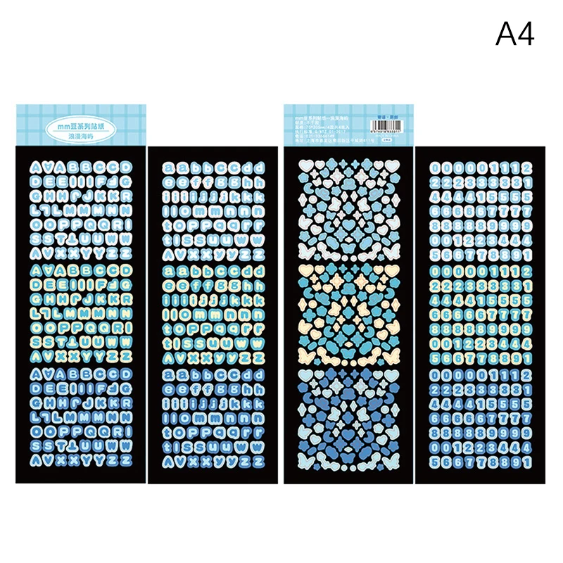 4Sheets/Pack Alphabet Sticker Bling Letter Gift Decorate Photocard Scrapbooking DIY Photo Album Stationery Supplies
