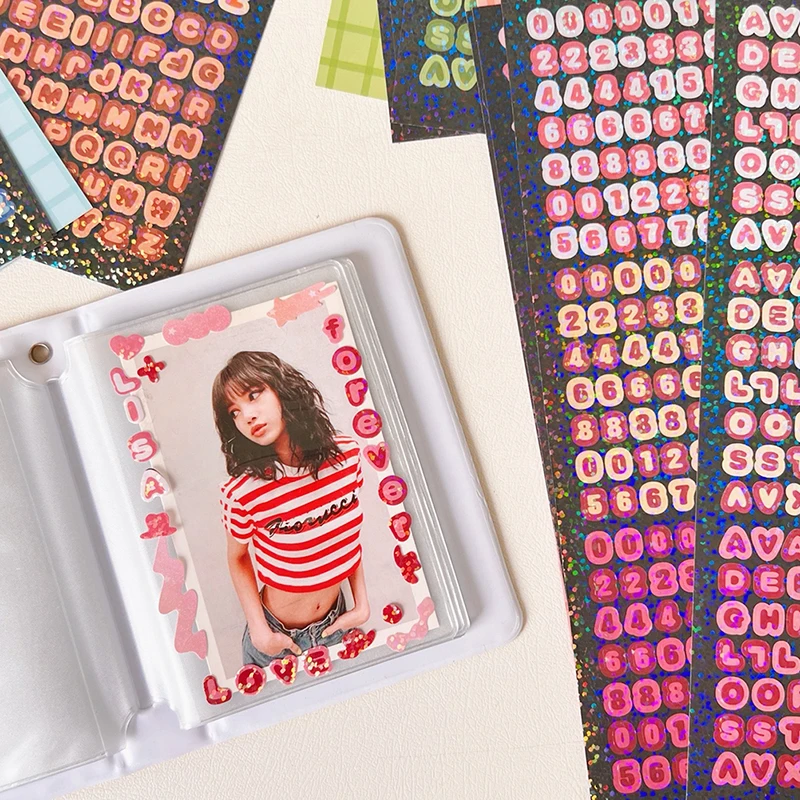 4Sheets/Pack Alphabet Sticker Bling Letter Gift Decorate Photocard Scrapbooking DIY Photo Album Stationery Supplies