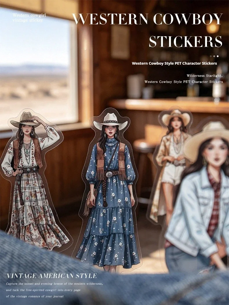 JIANWU Vintage Western Cowboy Character Landscape Material Collage Scrapbooking PET Sticker Creative DIY Journal Stationery