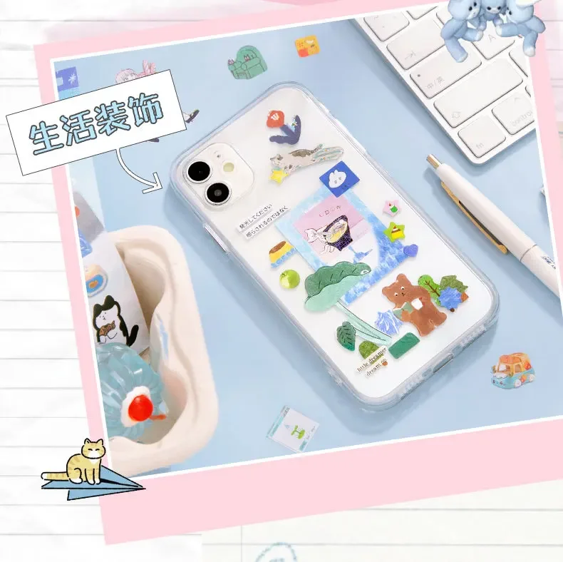 Ins Hand Account Scrapbook Stickers Cartoon PET Sticker Book Diy Diary Decoration School Supply Creative Stationery Stickers