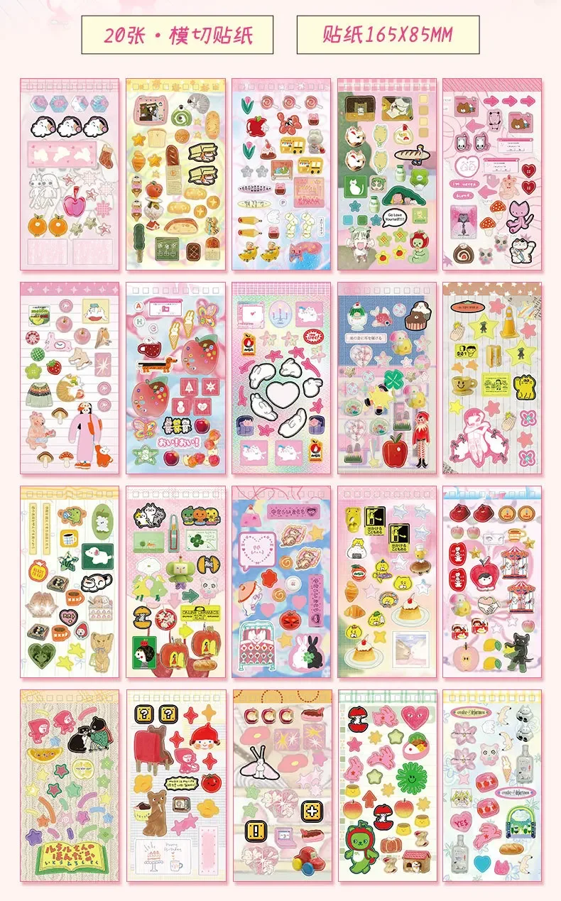 Ins Hand Account Scrapbook Stickers Cartoon PET Sticker Book Diy Diary Decoration School Supply Creative Stationery Stickers