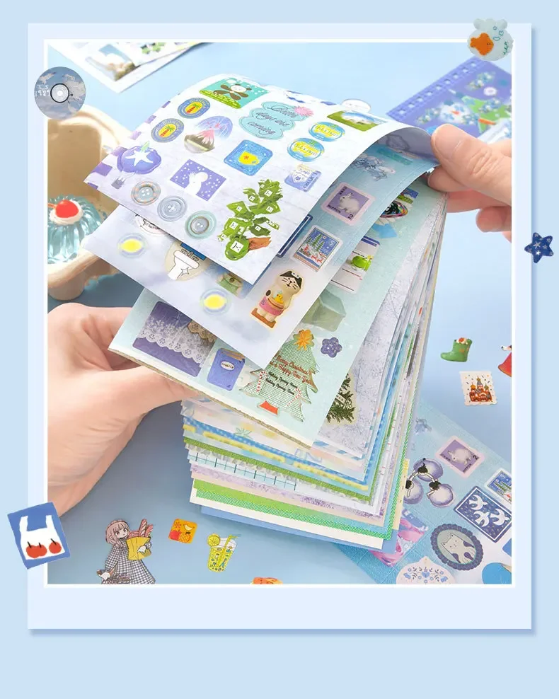 Ins Hand Account Scrapbook Stickers Cartoon PET Sticker Book Diy Diary Decoration School Supply Creative Stationery Stickers