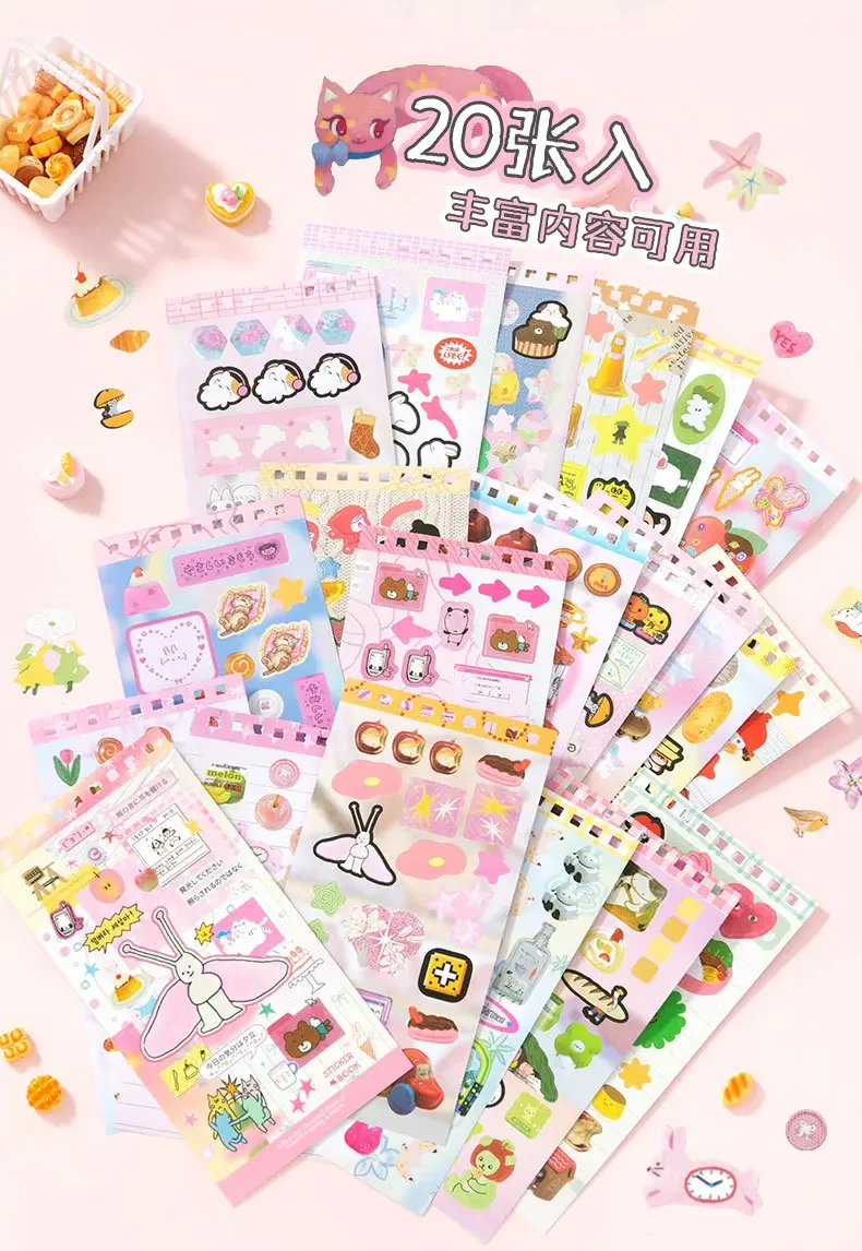 Ins Hand Account Scrapbook Stickers Cartoon PET Sticker Book Diy Diary Decoration School Supply Creative Stationery Stickers