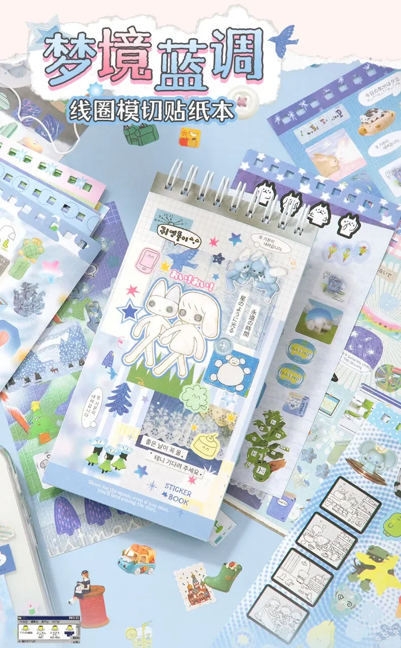 Ins Hand Account Scrapbook Stickers Cartoon PET Sticker Book Diy Diary Decoration School Supply Creative Stationery Stickers