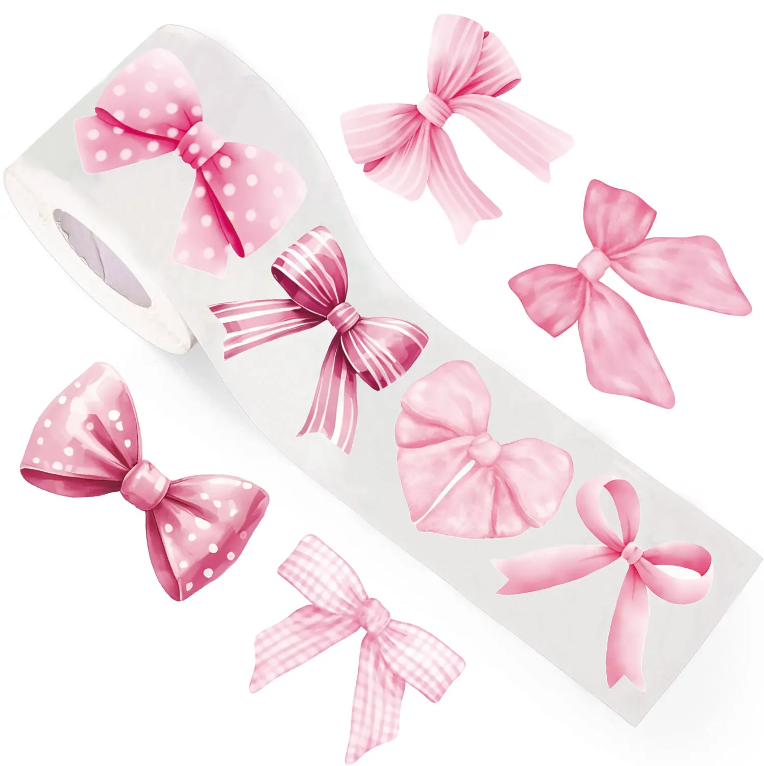 500stickers/roll 2.5cm Pink Bowknot Stickers Decoration Bows Sticker Notebook Scrapbooking Journaling gift sealing sticker