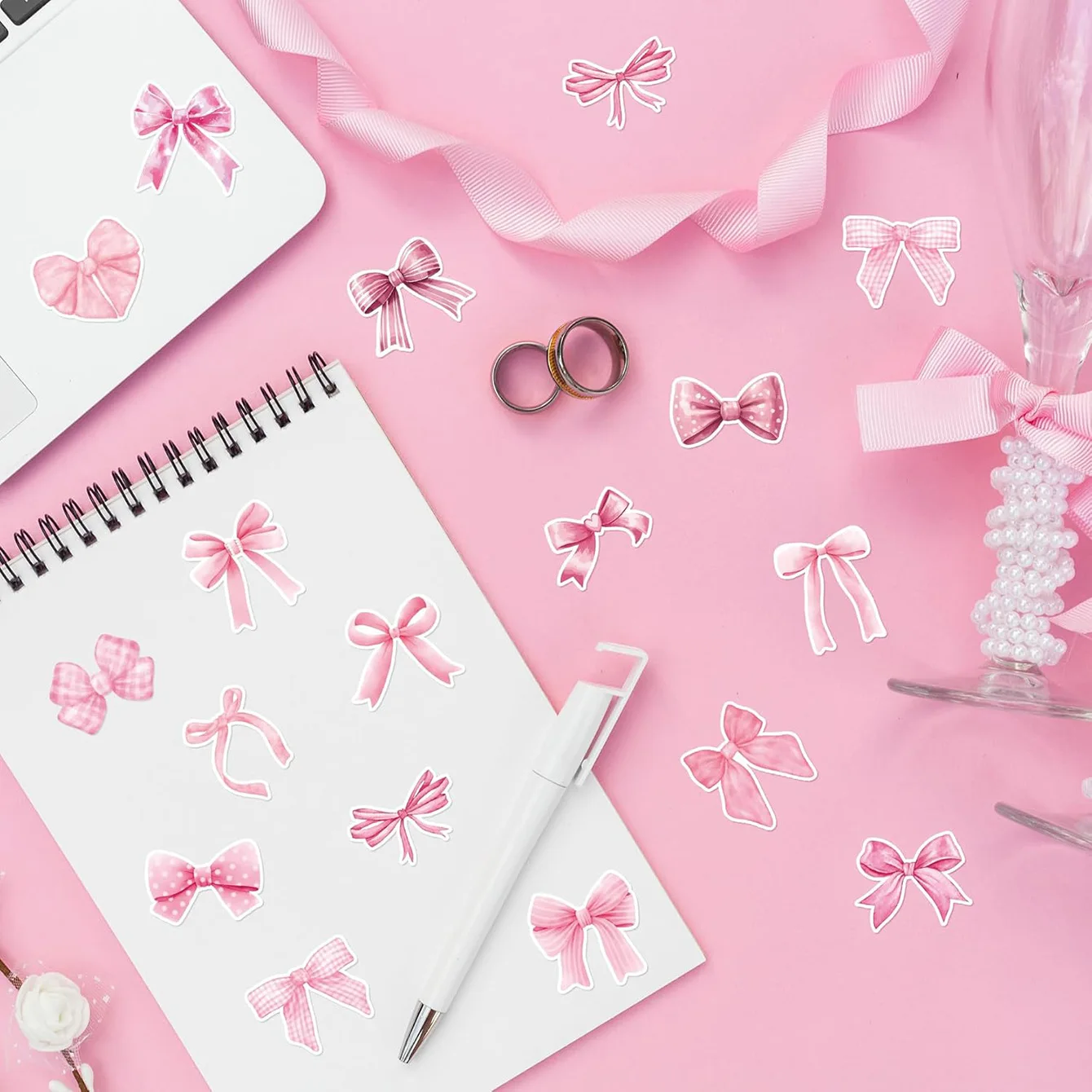500stickers/roll 2.5cm Pink Bowknot Stickers Decoration Bows Sticker Notebook Scrapbooking Journaling gift sealing sticker