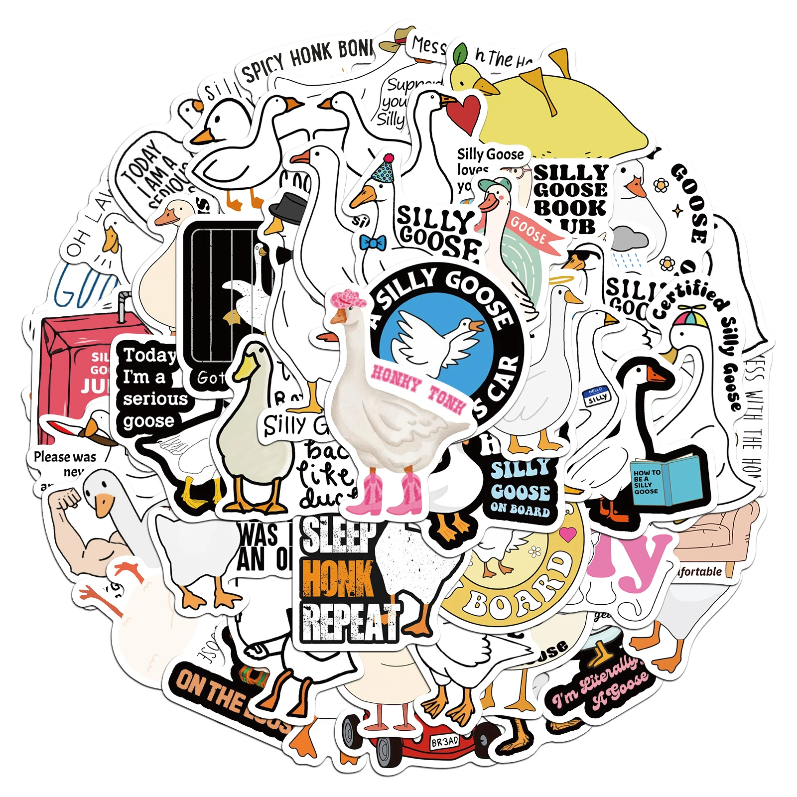 50PCS Funny Silly Goose Stickers Exquisite Handbooks Material Phone Cases Laptop Suitcases Water Cups Waterproof Stickers