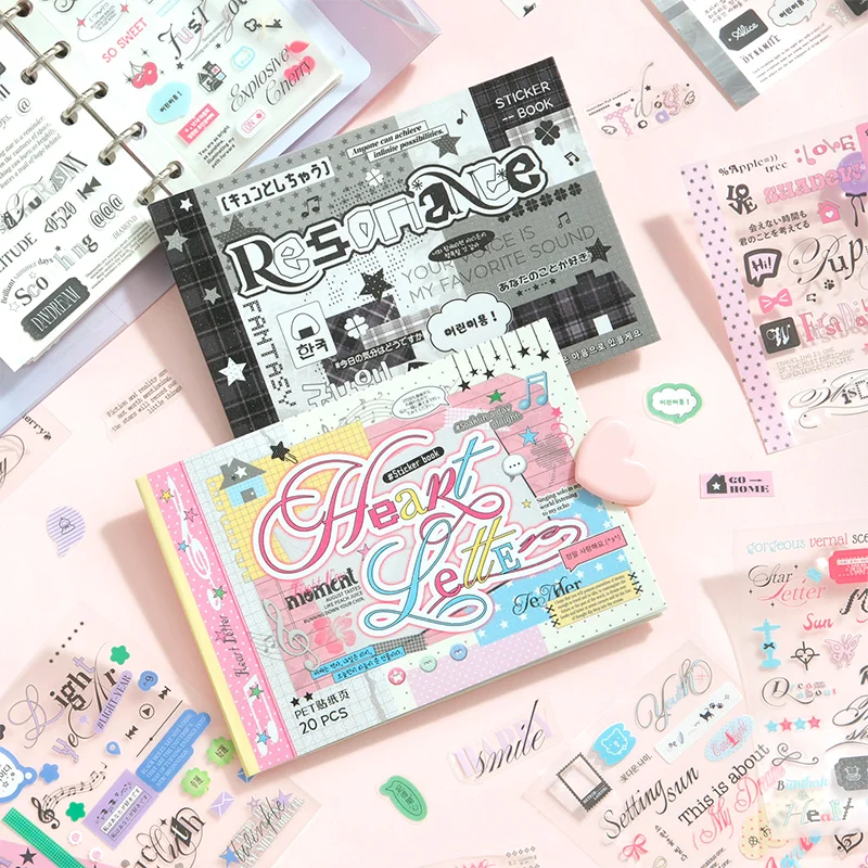 Mr.Paper 20pcs M5 Flip Text Sticker Book for Journal Planner Scrapbooking Diary Calendar Laptop Phone Case Album Decoration