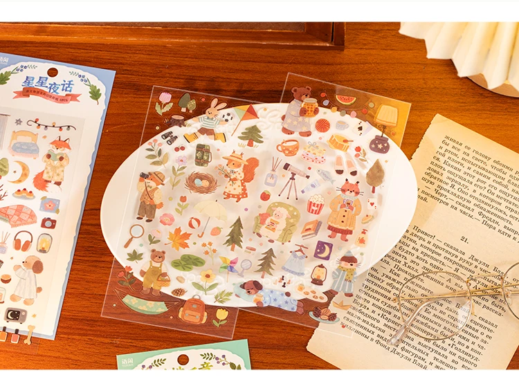 2sheets Forest Cute Friends Series Kawaii Cartoon Animal Die Cutting PET Stickers DIY Diary Phone Case Scrapbook Stickers