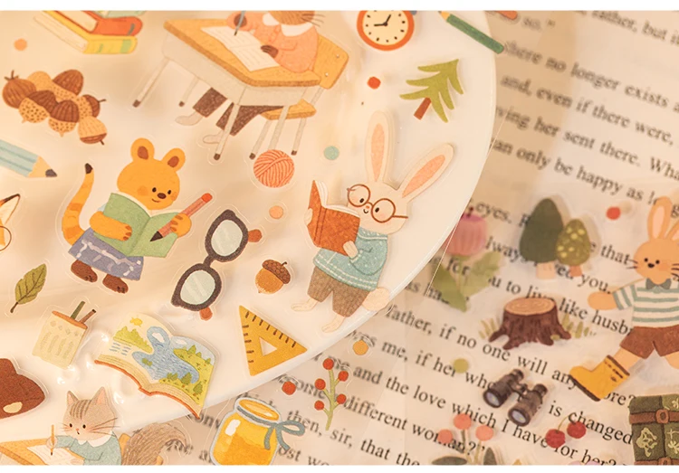 2sheets Forest Cute Friends Series Kawaii Cartoon Animal Die Cutting PET Stickers DIY Diary Phone Case Scrapbook Stickers