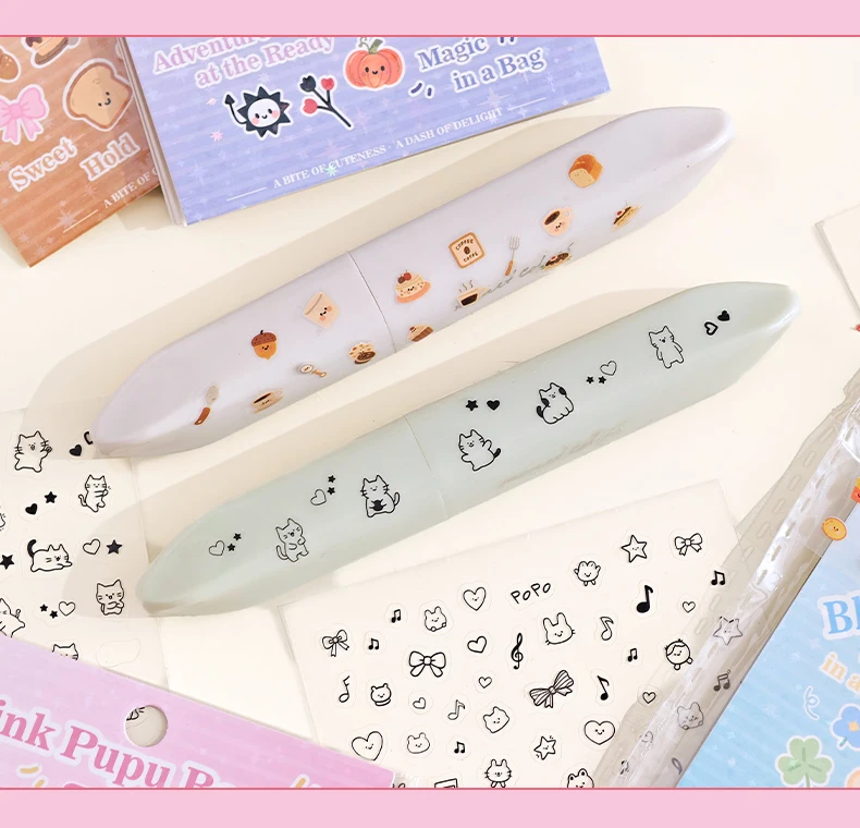 24sheets Kawaii Korean Aesthetic Stationery Stickers Mini Cartoon Stickers Books Cute Nail Stickers DIY Diary Scrapbook Material