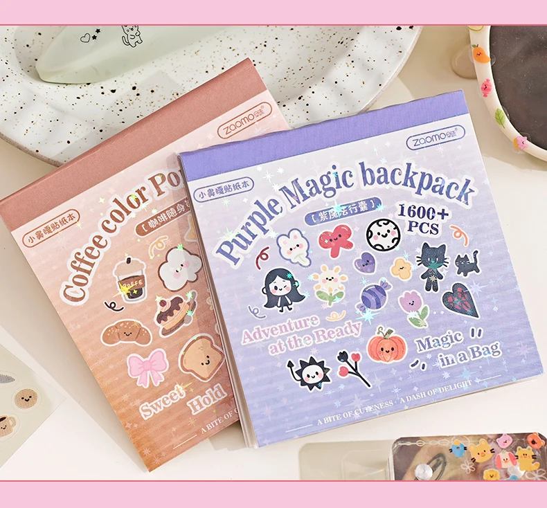 24sheets Kawaii Korean Aesthetic Stationery Stickers Mini Cartoon Stickers Books Cute Nail Stickers DIY Diary Scrapbook Material