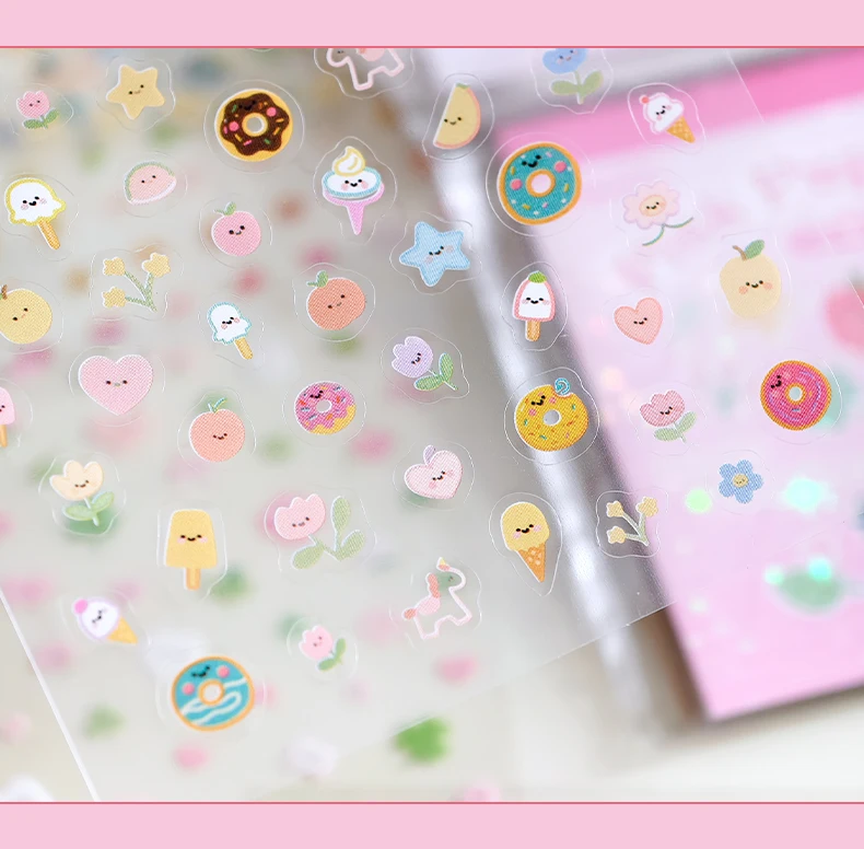 24sheets Kawaii Korean Aesthetic Stationery Stickers Mini Cartoon Stickers Books Cute Nail Stickers DIY Diary Scrapbook Material
