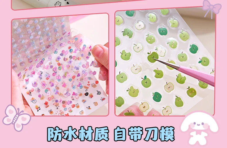 24sheets Kawaii Korean Aesthetic Stationery Stickers Mini Cartoon Stickers Books Cute Nail Stickers DIY Diary Scrapbook Material