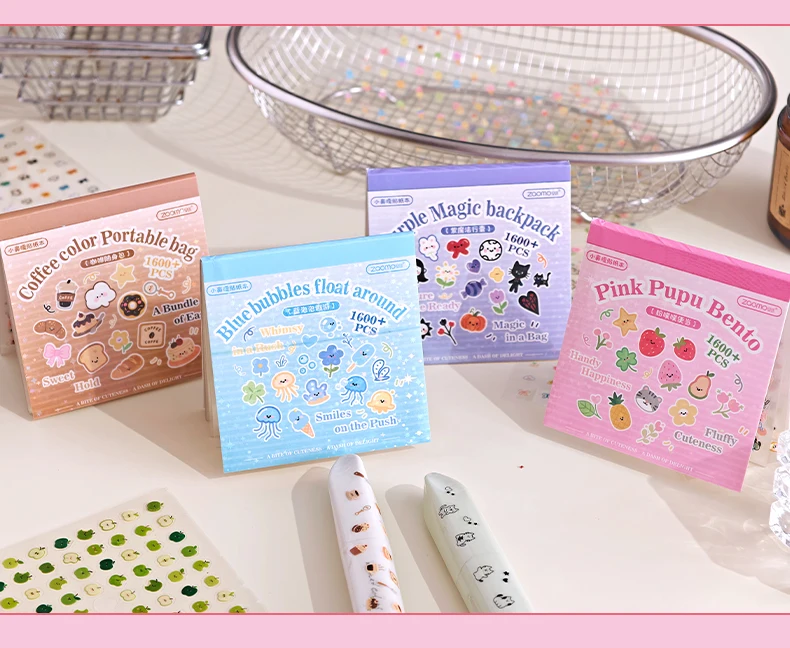 24sheets Kawaii Korean Aesthetic Stationery Stickers Mini Cartoon Stickers Books Cute Nail Stickers DIY Diary Scrapbook Material