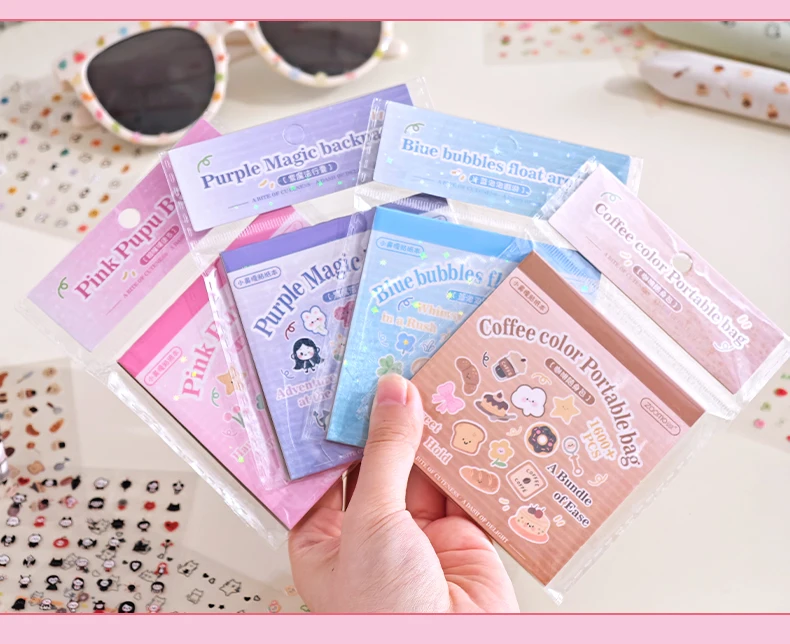 24sheets Kawaii Korean Aesthetic Stationery Stickers Mini Cartoon Stickers Books Cute Nail Stickers DIY Diary Scrapbook Material