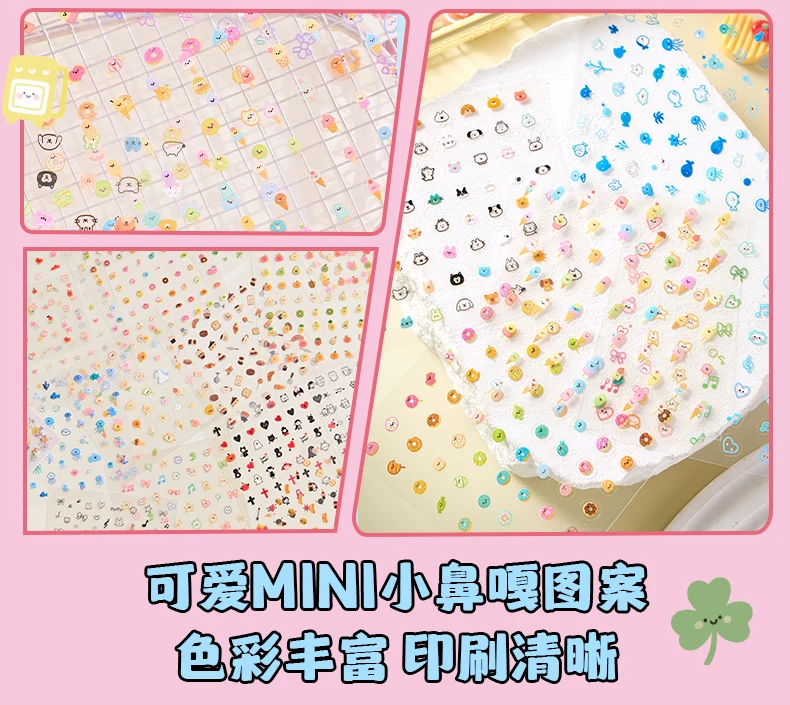 24sheets Kawaii Korean Aesthetic Stationery Stickers Mini Cartoon Stickers Books Cute Nail Stickers DIY Diary Scrapbook Material