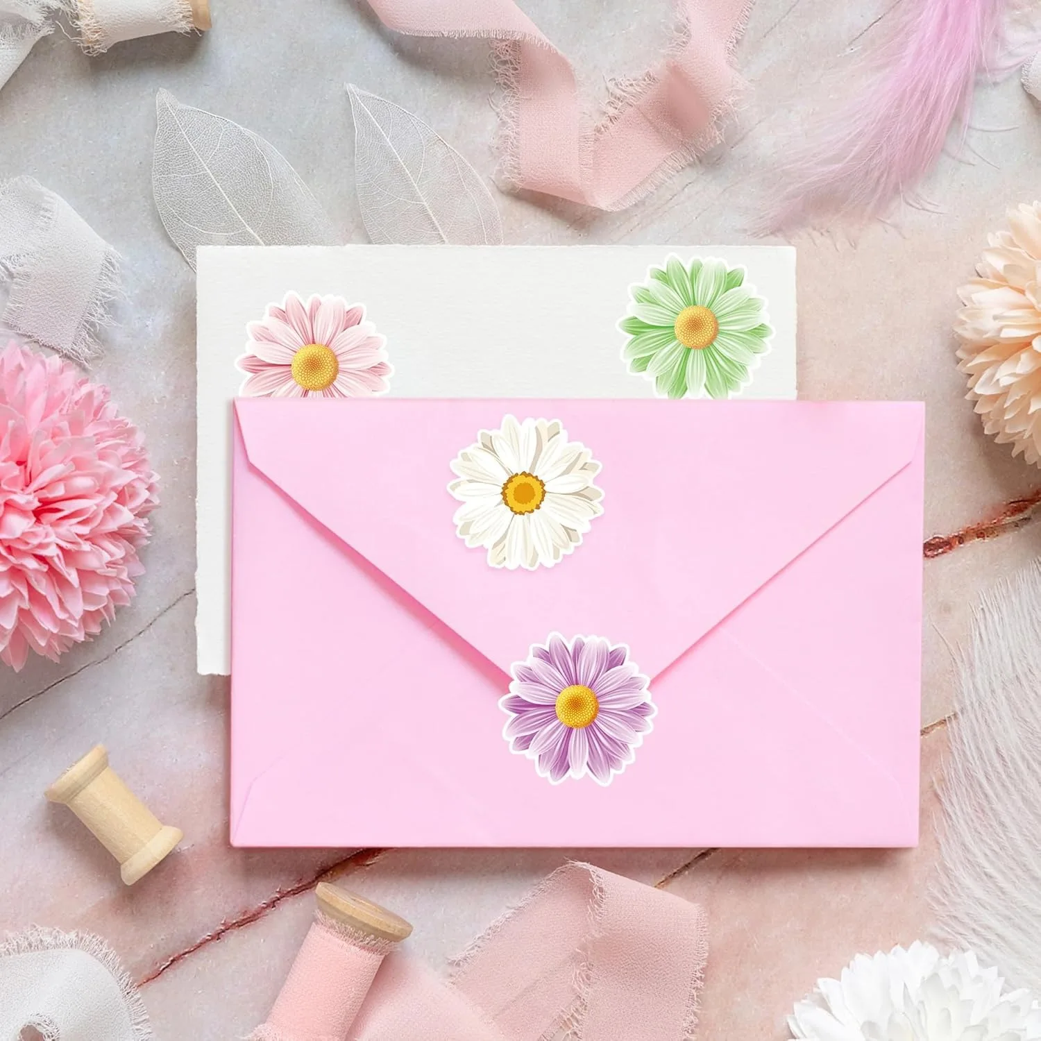 500Pcs 2.5cm/1inch Colorful Fower Shaped Sticker Decoration Gift Box Sticker Label Stationery Sticker