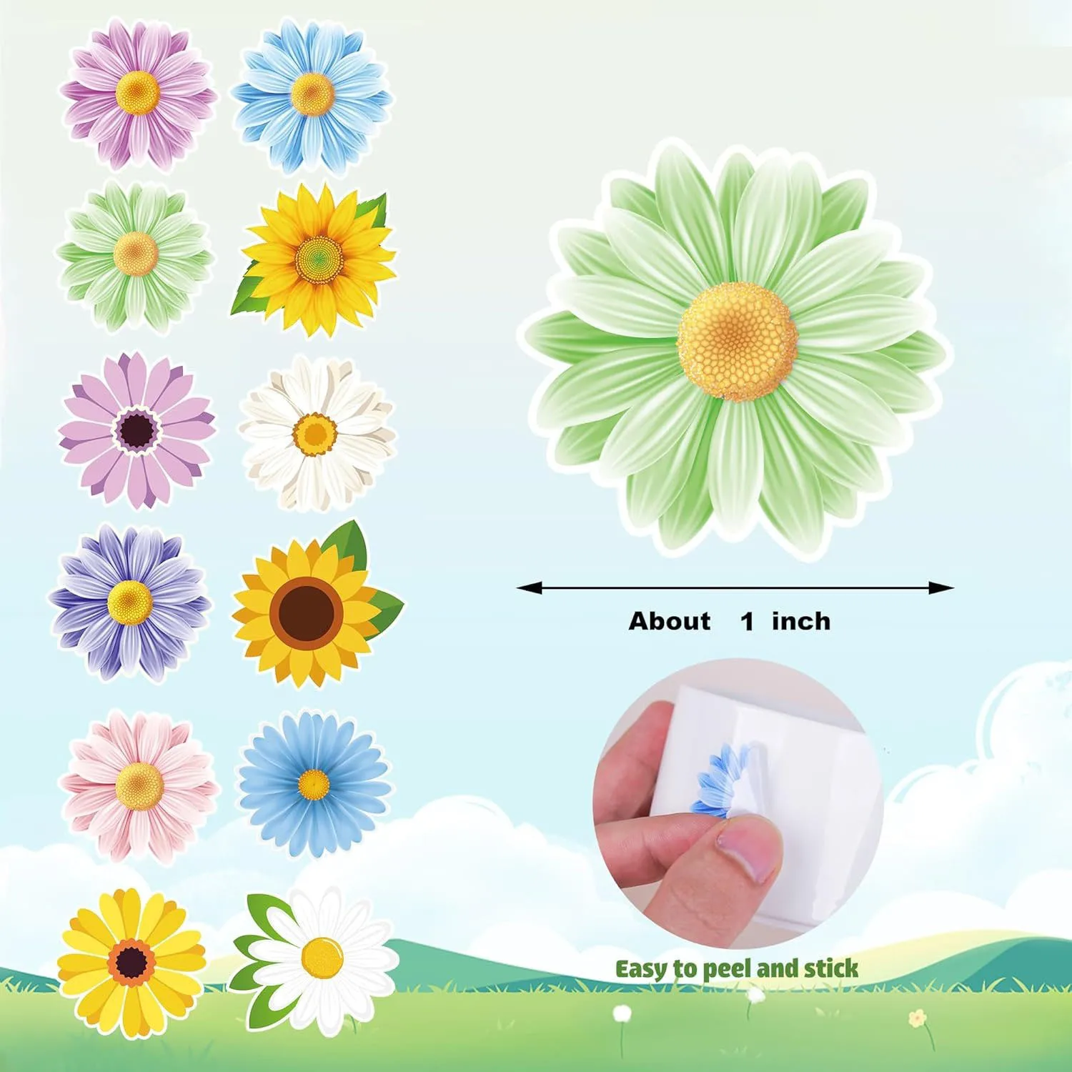 500Pcs 2.5cm/1inch Colorful Fower Shaped Sticker Decoration Gift Box Sticker Label Stationery Sticker