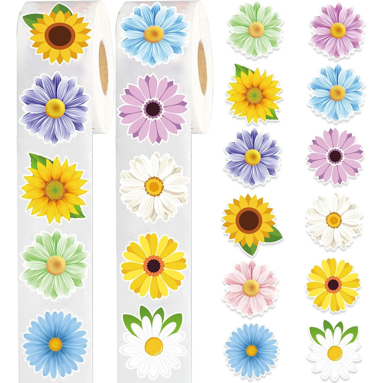 500Pcs 2.5cm/1inch Colorful Fower Shaped Sticker Decoration Gift Box Sticker Label Stationery Sticker