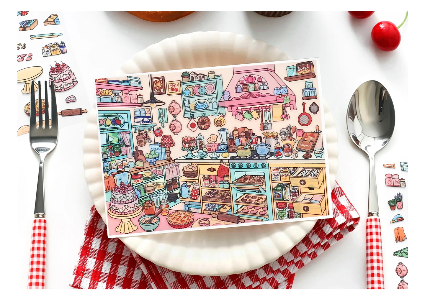 TIANZI Cartoon 3D Miniature Scene Stickers Set DIY Handcraft Cabin Landscape Pasting Stationery Cute Miniature Scene 3/12 Pcs