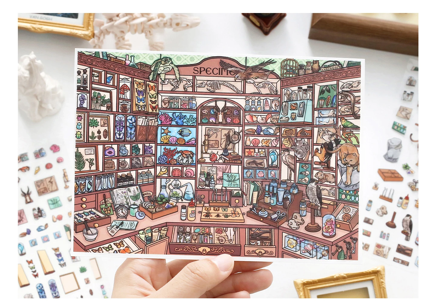 TIANZI Cartoon 3D Miniature Scene Stickers Set DIY Handcraft Cabin Landscape Pasting Stationery Cute Miniature Scene 3/12 Pcs