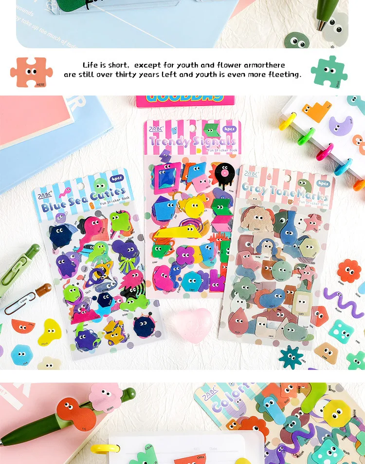 4pcs/lot Kawaii Stationery Stickers Cute Sticker Collection Scrapbooking Album Junk Journal Happy Planner Stickers