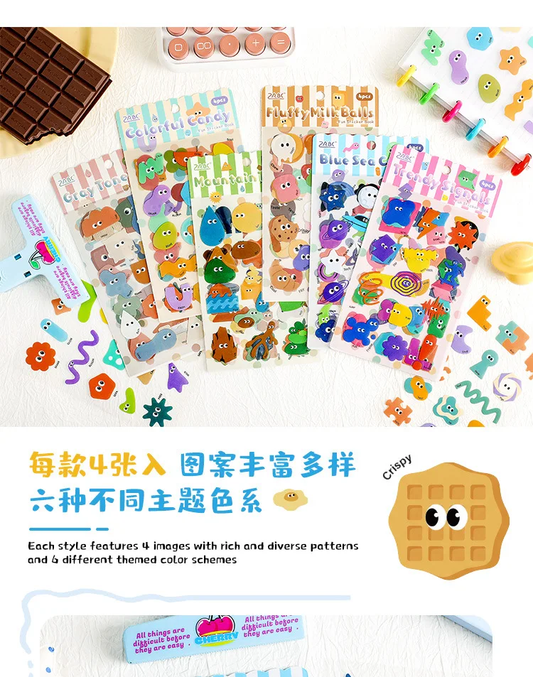 4pcs/lot Kawaii Stationery Stickers Cute Sticker Collection Scrapbooking Album Junk Journal Happy Planner Stickers