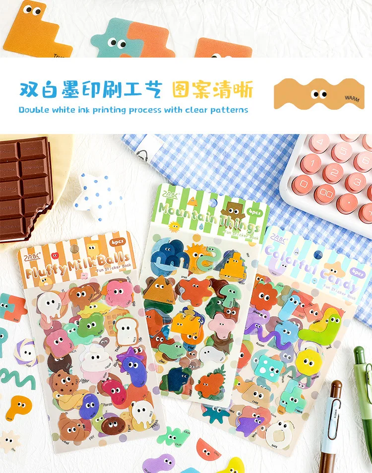 4pcs/lot Kawaii Stationery Stickers Cute Sticker Collection Scrapbooking Album Junk Journal Happy Planner Stickers