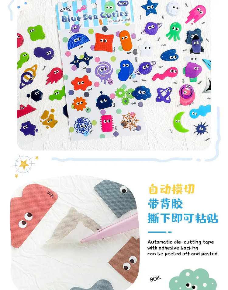 4pcs/lot Kawaii Stationery Stickers Cute Sticker Collection Scrapbooking Album Junk Journal Happy Planner Stickers